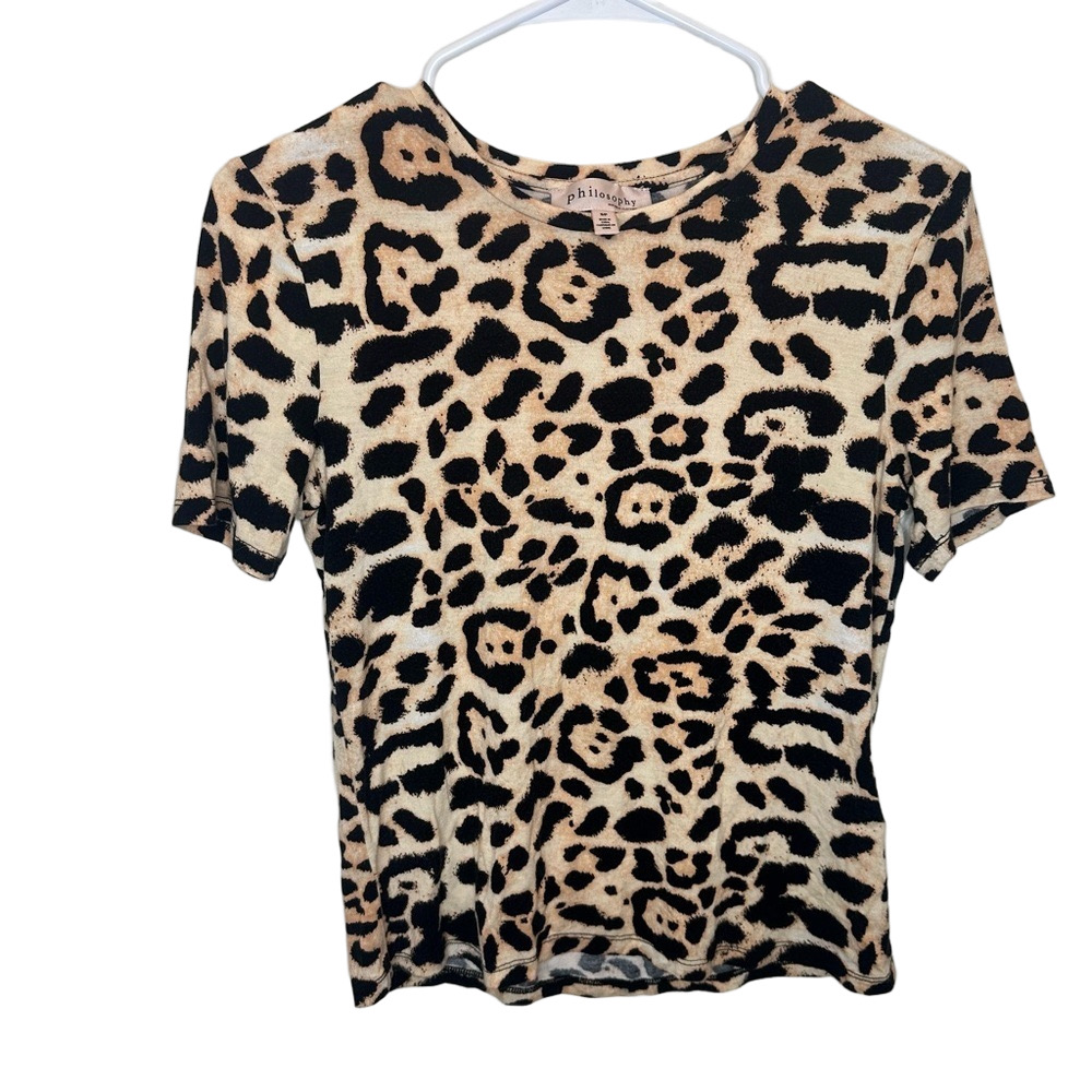 Philosophy Short Sleeve Animal Print Blouse Size Small